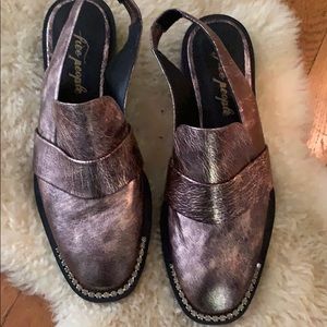 Free People Metallic Silver Rhinestone Mules